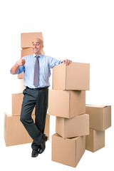 Businessman with boxes