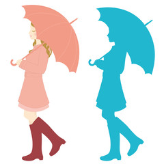 傘をさす女性　雨の日サービスデー　広告用