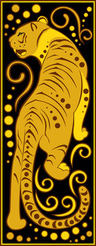stylized Chinese horoscope black and gold - tiger