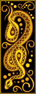 stylized Chinese horoscope black and gold - snake