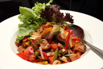 detail of a plate of delicious mixed salad.