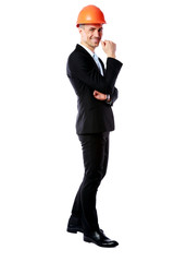 cheerful businessman standing