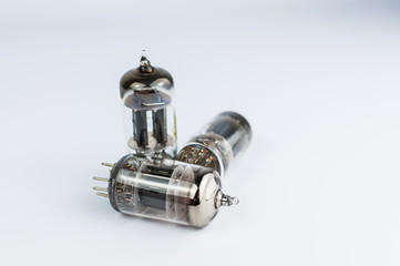 Vacuum tubes on white background.