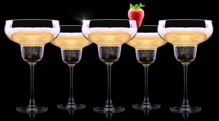 champagne glass on black background