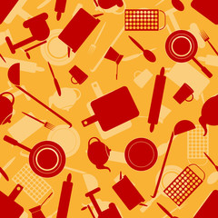 Obraz premium Seamless pattern with kitchen utensils