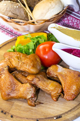 chicken wings on the table in a restaurant