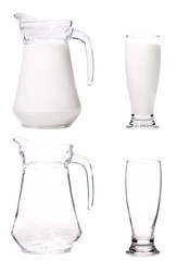 Pitcher and glass of milk.