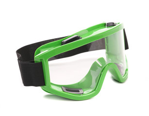 Green snowboarding glasses.