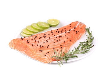 Salmon fillet with rosemary and lemon.