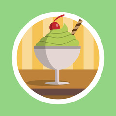 Green Tea Ice Cream Dessert Illustration