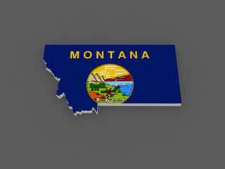 Three-dimensional map of Montana. USA.