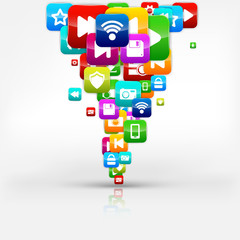 Application button.Social media.Cloud computing.