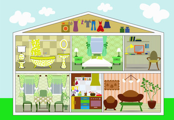 Plakat house in a cut, vector illustration