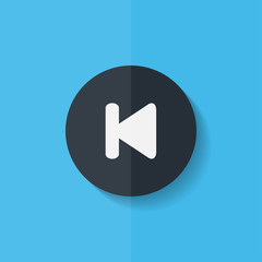 Back track web icon.Media player. Flat design.