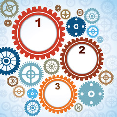 3 Steps - Colorful Infographic with Cogs - Vector Background.