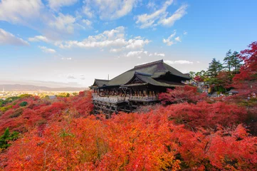 Selbstklebende Fototapeten Kiyomizu-dera-Stadium mit herbstfarbenen Blättern © Richie Chan