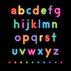 Fototapeta na wymiar neon small alphabets