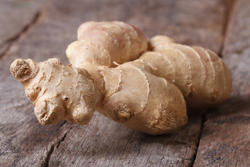 ginger root closeup on old table