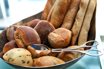 baked roll bread in the plate