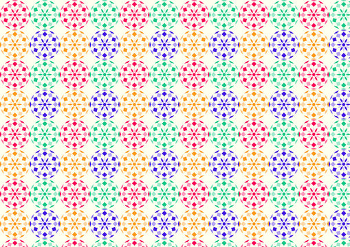 Abstract Flower Ball and Rhomboid Pattern on Pastel Background