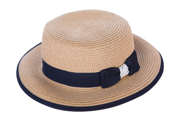 Summer straw hat isolated on white