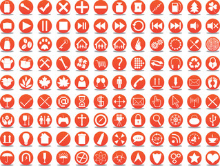 Orange icon collection illustrated on white