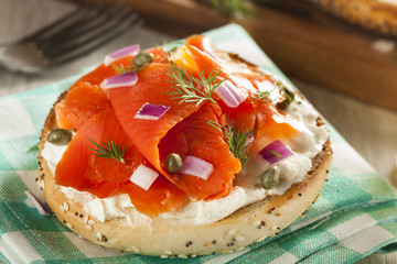 Homemade Bagel and Lox