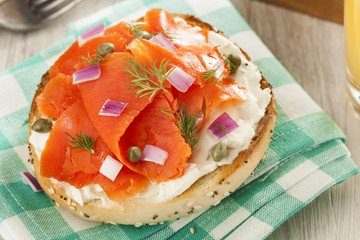 Homemade Bagel and Lox