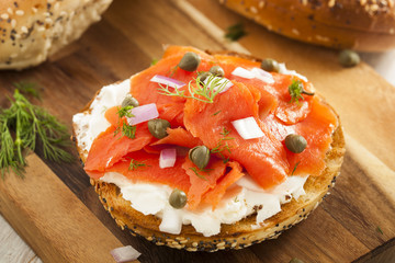Homemade Bagel and Lox