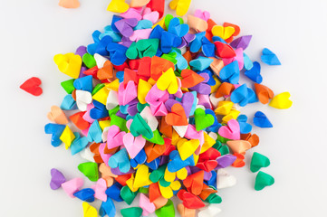 Colorful origami heart background