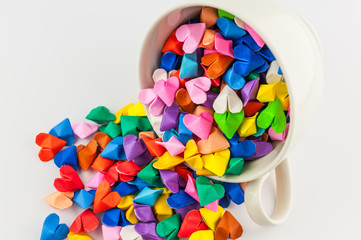 origami heart in cup