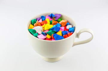 origami heart in cup