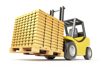 Forklift with gold bars