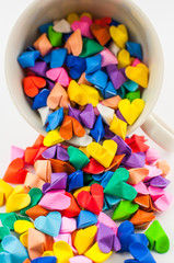 origami heart in cup