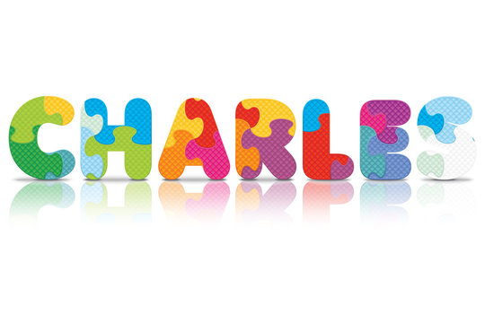 Vector CHARLES written with alphabet puzzle