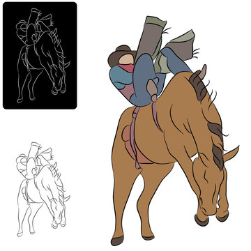 Cowboy and Bucking Horse