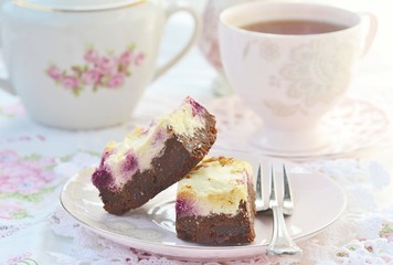 chocolate, cottage cheese and raspberry brownies