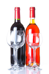 Bottle of wine with two glasses