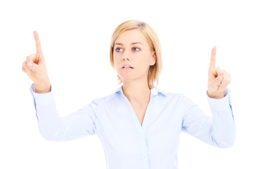 Woman touching future