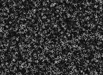 heap of abstract flying chaotic alphabet letters