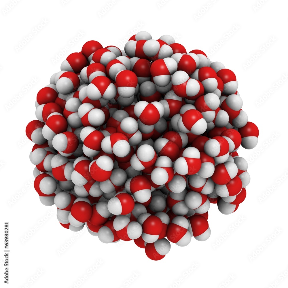 Wall mural water. model of the molecular composition of water in the liquid