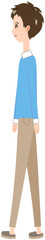 男性　私服　歩く