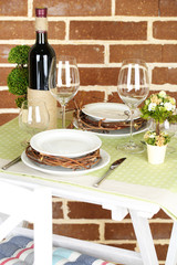 Beautiful holiday Easter table setting in green tones,