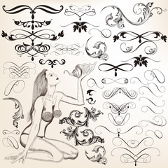 Collection of vector decorative flourishes for design
