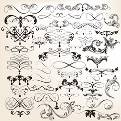 Collection of vector vintage flourishes and swirl elements