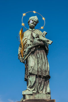 The statue of John of Nepomuk on Charles Bridge (Prague, Czech R