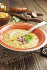 Pea soup with sausage