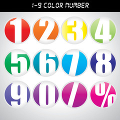 Number icon with many color