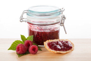 Jar of delicous raspberry jam