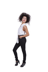 Side view of an attractive young woman